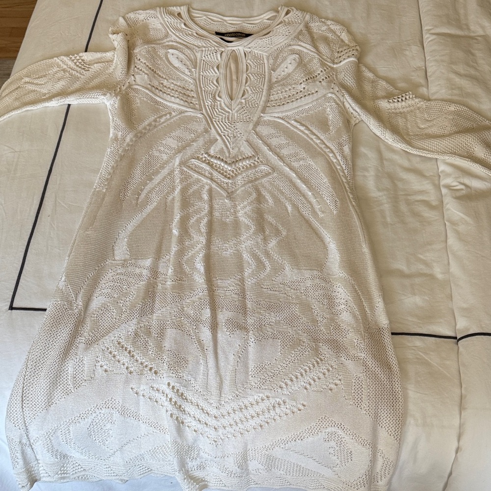 Roberto Cavalli Cream Knit Dress